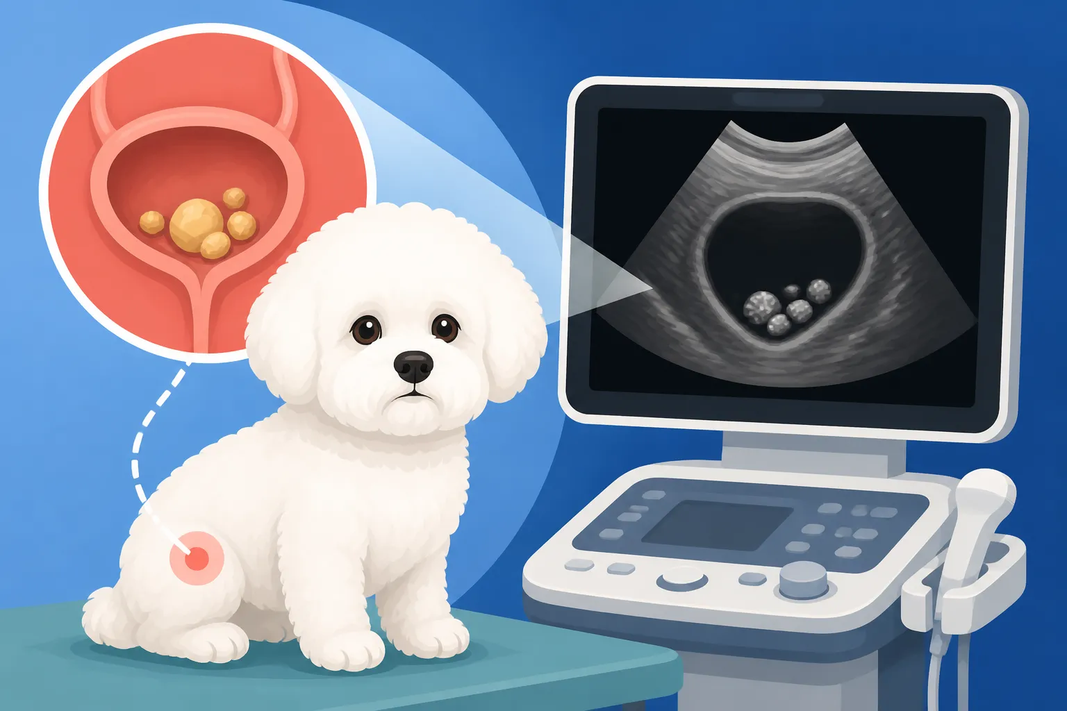 Whether an Ultrasound Finds a Bichon Frise's Stones