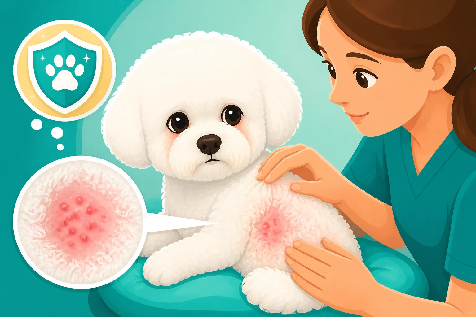 Handling a Bichon Frise Whose Skin Is Sore
