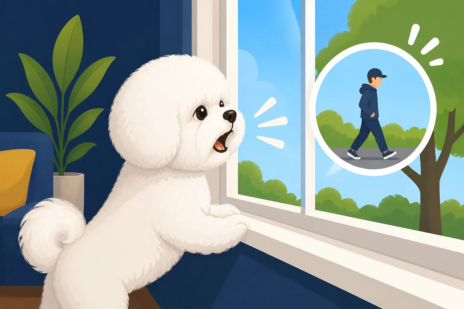 The Window Barking a Bichon Frise Does