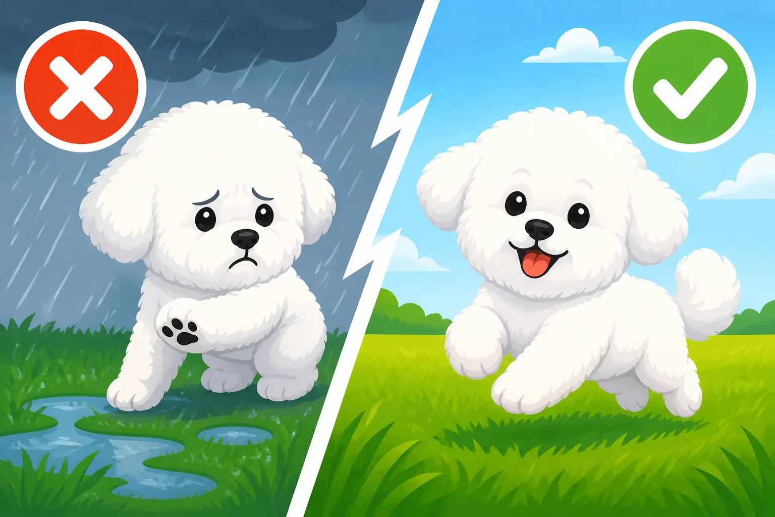 Whether a Bichon Frise Hates Wet Grass