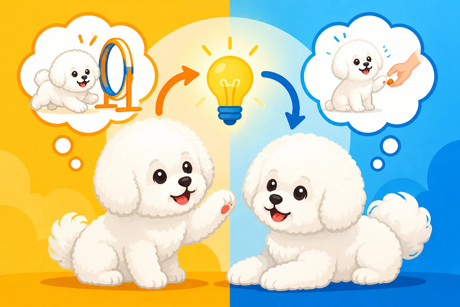 Whether Two Bichon Frises Learn From Each Other