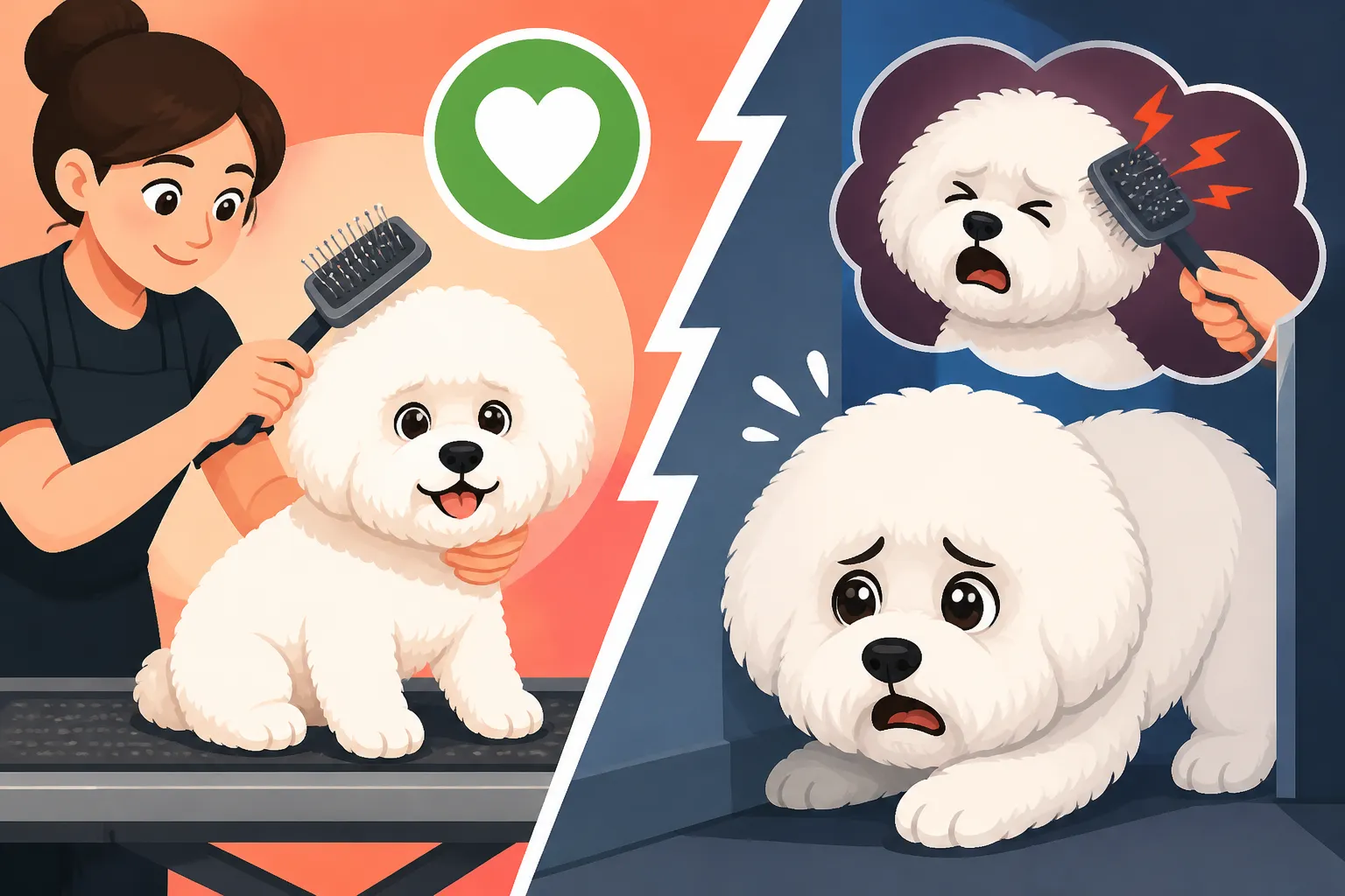 Whether a Bichon Frise Learns to Fear the Groomer After Pain