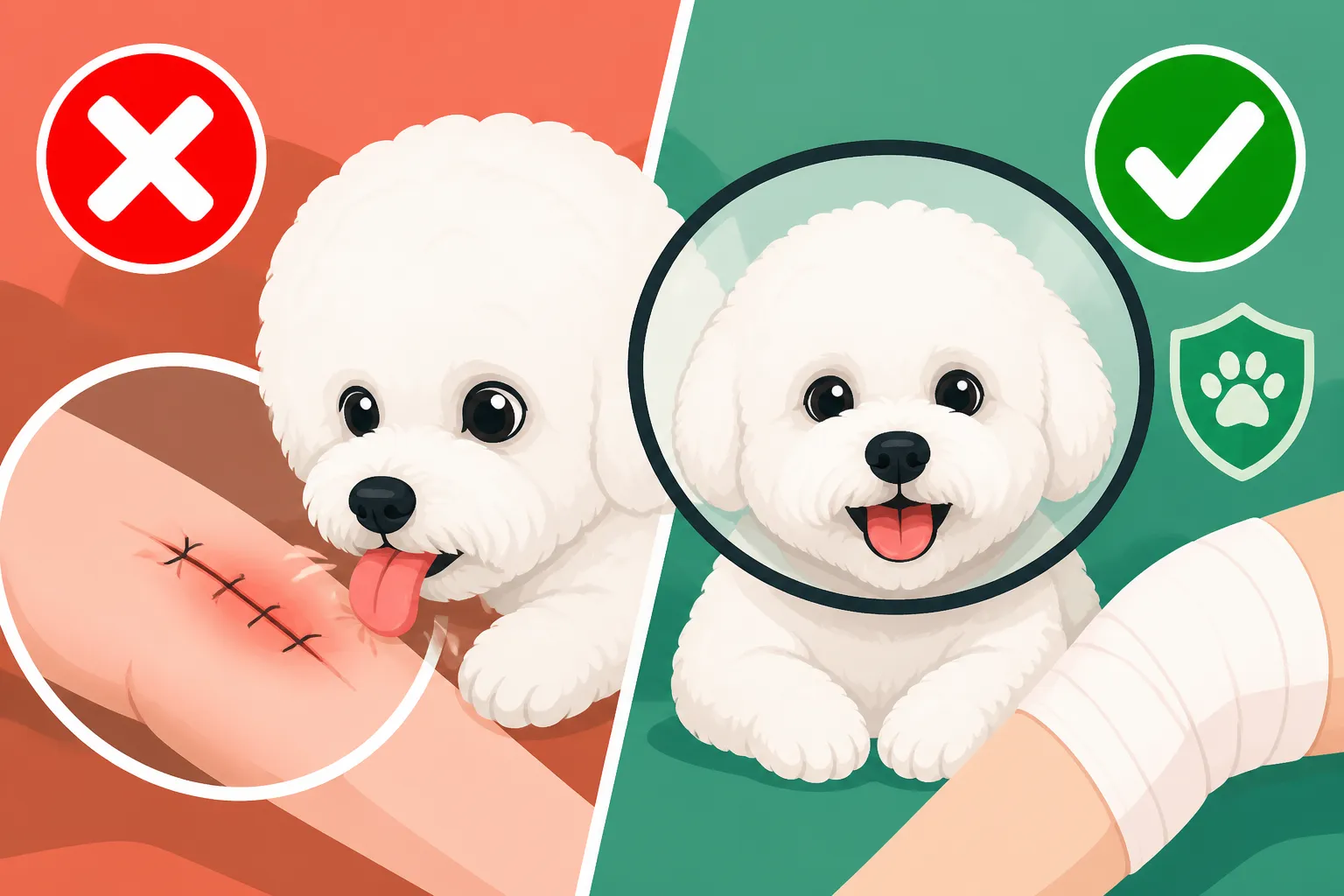 Whether a Bichon Frise Licks a Surgical Wound