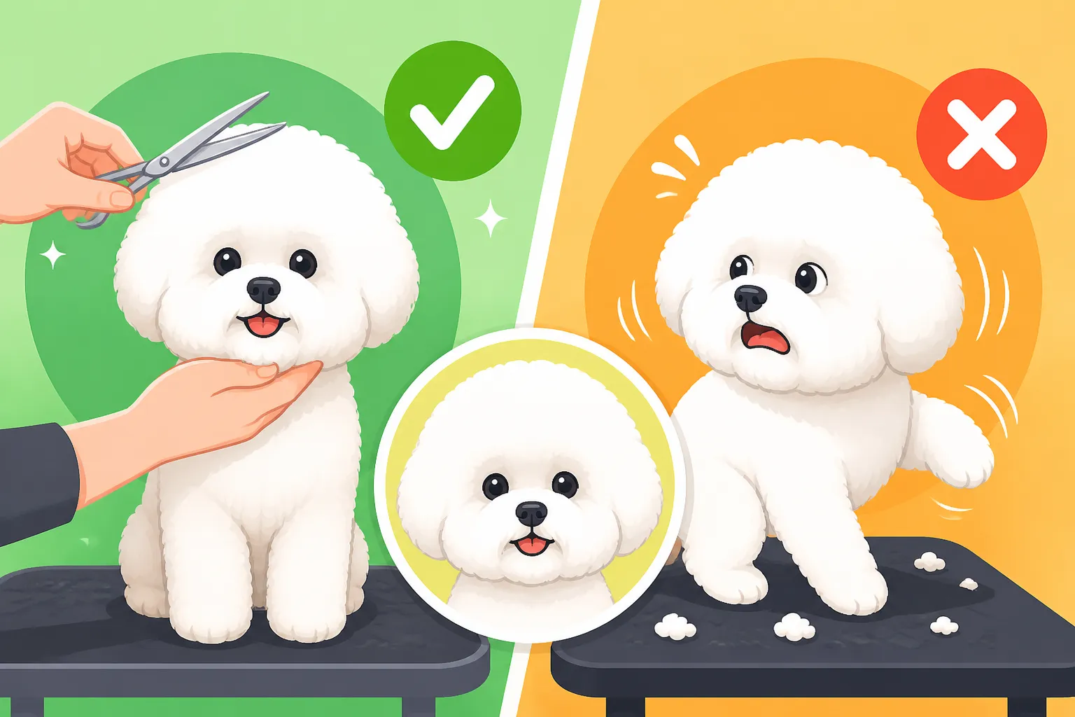 Whether a Bichon Frise Sits Still for a Head Trim