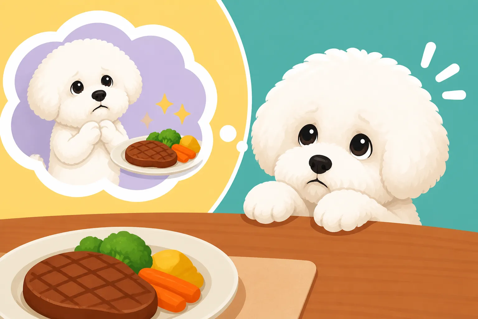 Whether a Bichon Frise Begs at the Table