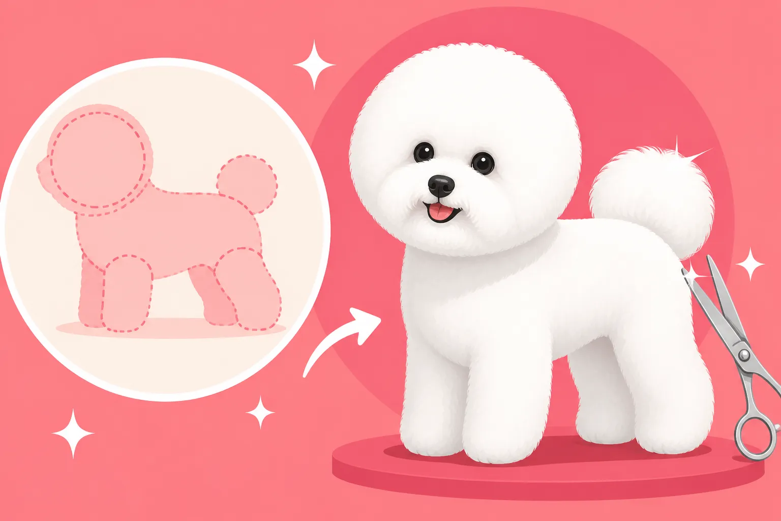 The Powder Puff Outline a Bichon Frise Is Scissored Into