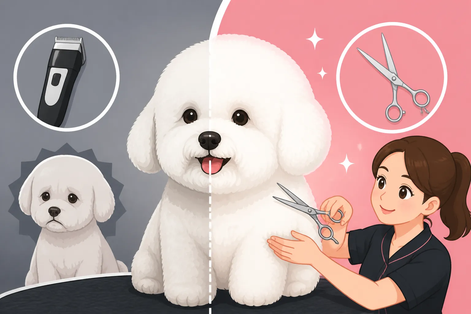 Why a Groomer Scissors a Bichon Frise Instead of Clipping It