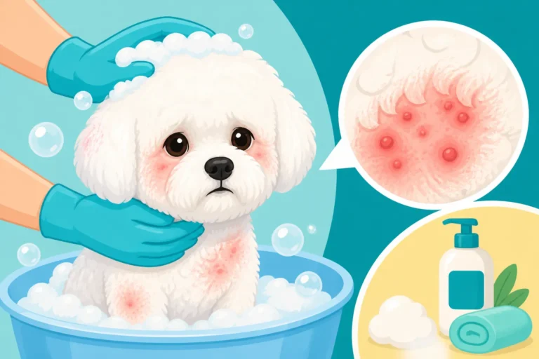Washing a Bichon Frise Whose Skin Is Inflamed
