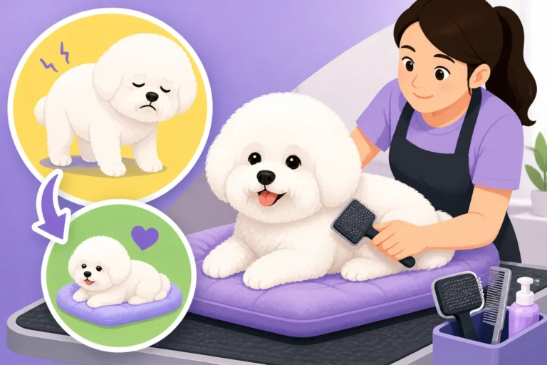 Grooming an Old Bichon Frise That Cannot Stand Long