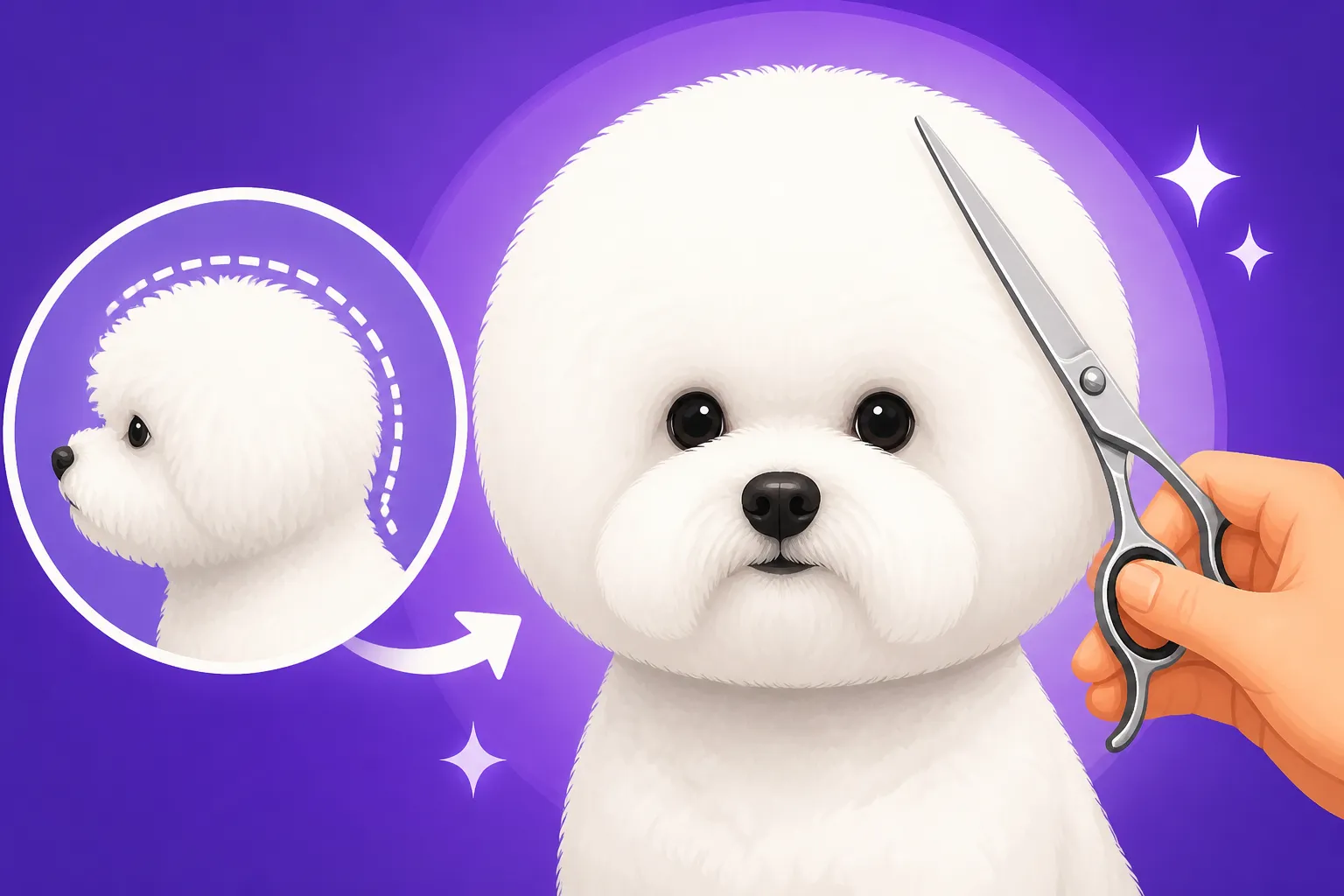 How the Round Head Is Scissored on a Bichon Frise