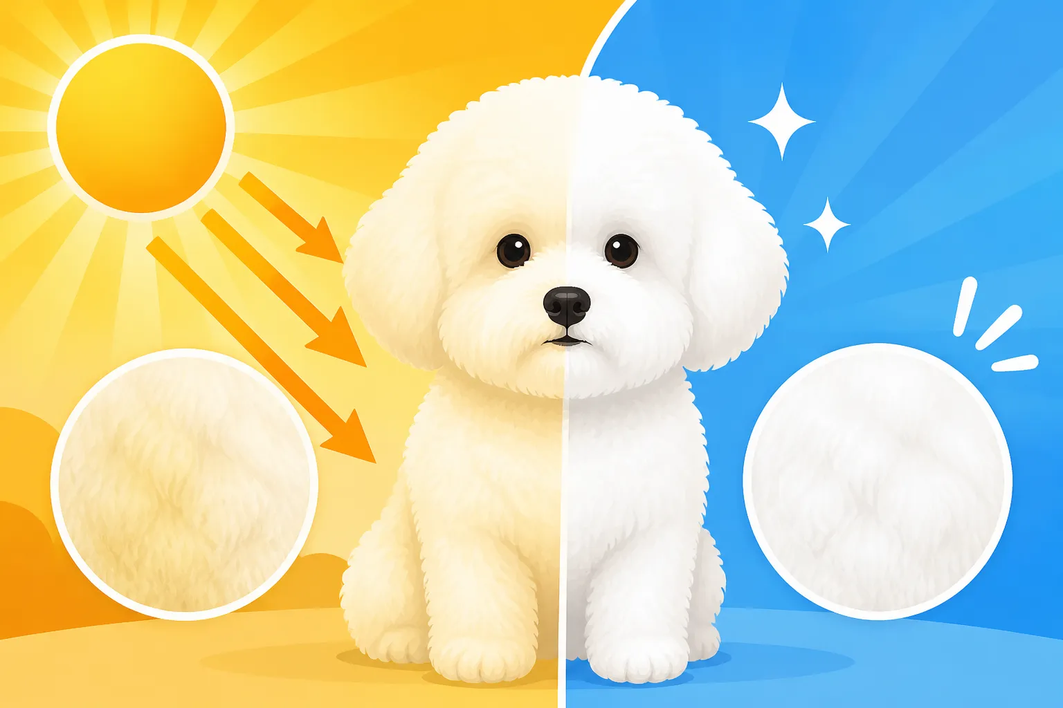 Whether Sun Yellows a Bichon Frise's Coat