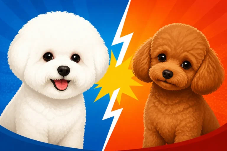 The Bichon Frise Against a Toy Poodle