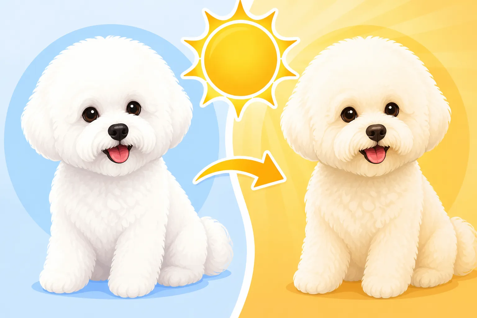 Whether a Bichon Frise's Coat Goes Cream in Sun